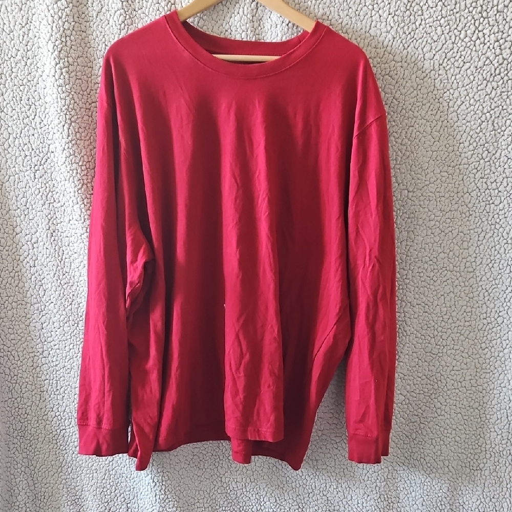 Stylish Red Long Sleeve Men's Tee Size 3X
